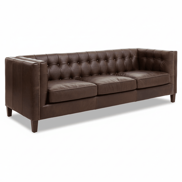 King Three Seater Tufted Back Leather Sofa