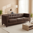 King Three Seater Tufted Back Leather Sofa