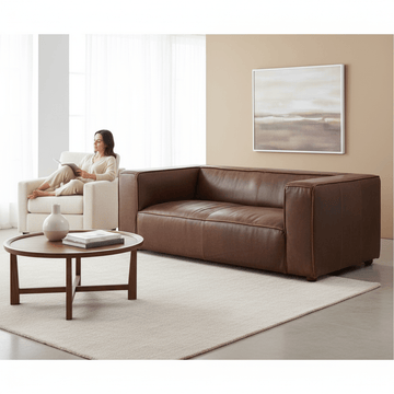 King Two Seater Mexico Brown Leather Sofa