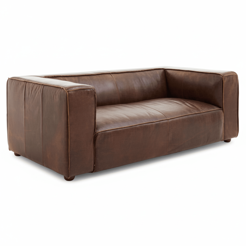 King Two Seater Mexico Brown Leather Sofa