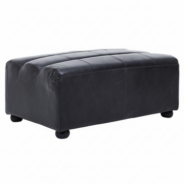 King Distressed Slate Leather Ottoman