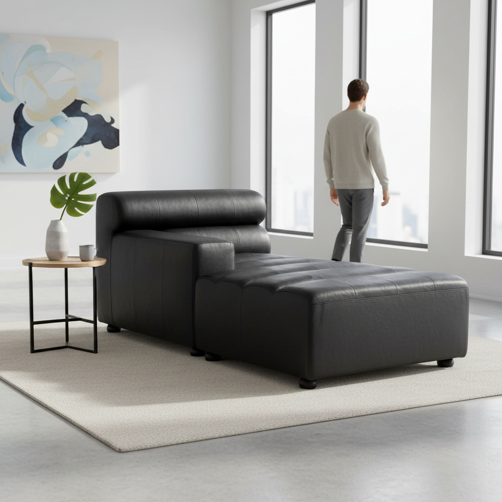 King Left Arm Leather Modular Chaise