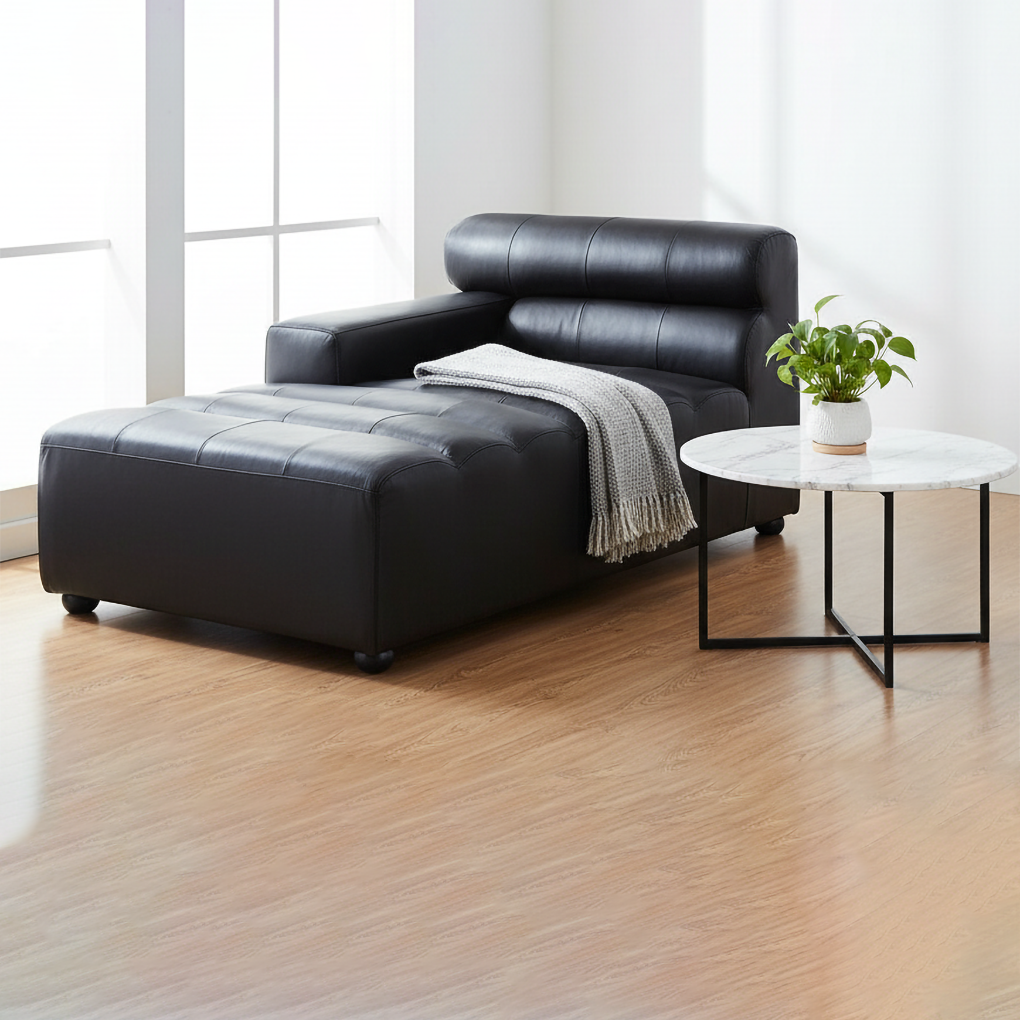 King Left Arm Leather Modular Chaise