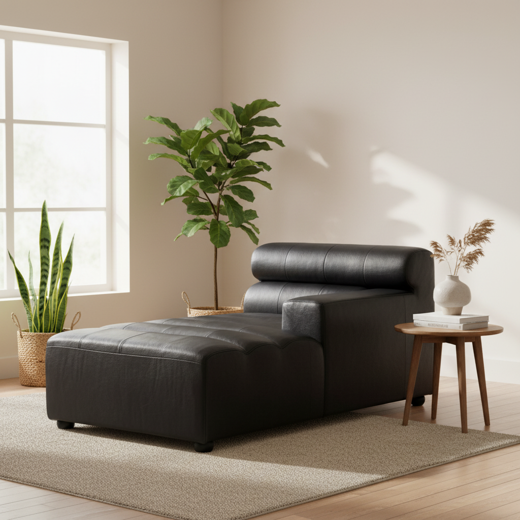 King Right Arm Leather Modular Chaise