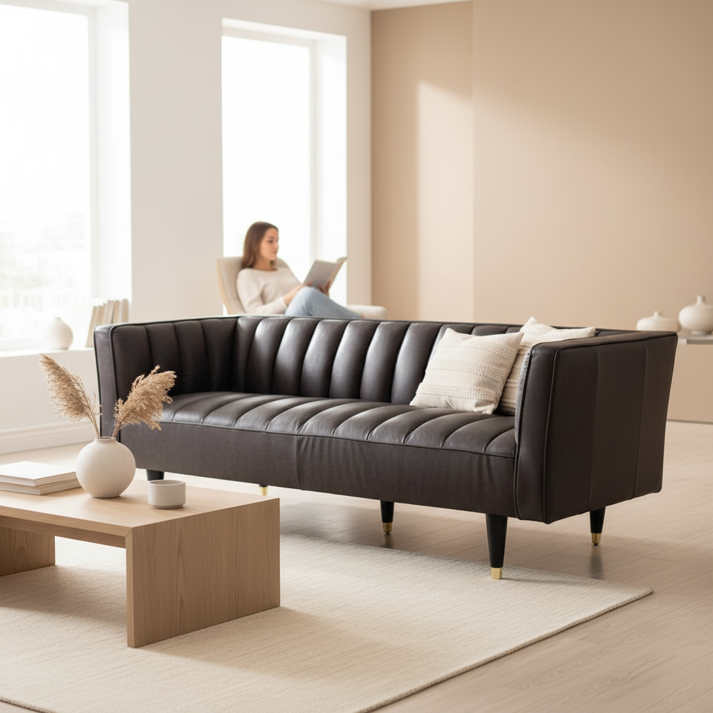 King Three Seater Sofa With Flared Arms