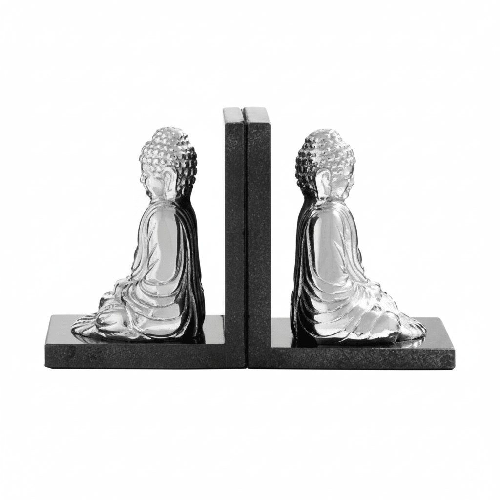 Kinsley Set of 2 Buddha Bookends with Marble Base