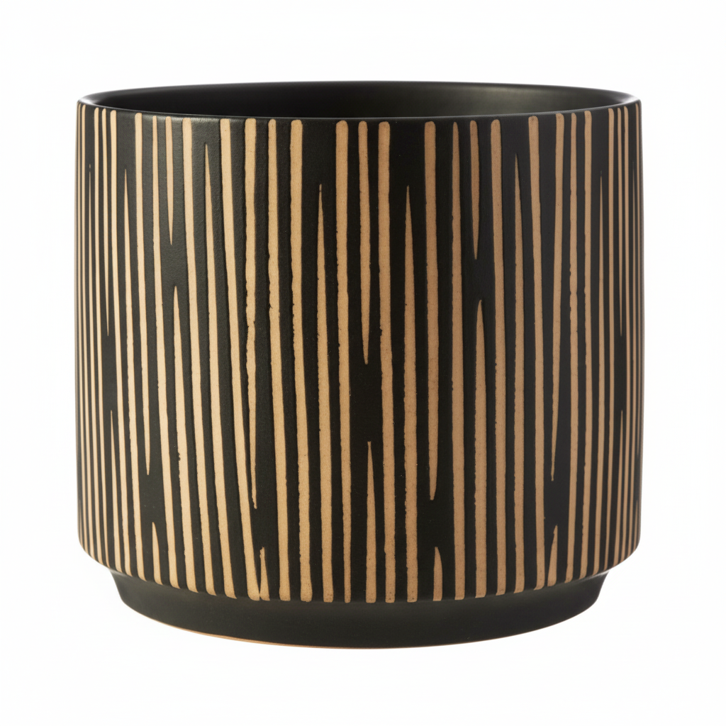 Kiso Small Black and Cream Finish Planter