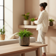 Kiso Small Black and Cream Finish Planter