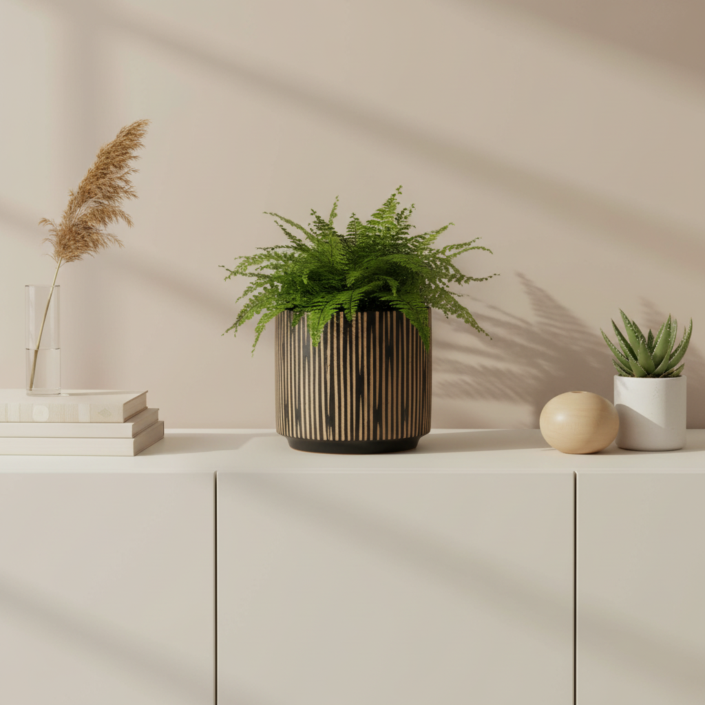 Kiso Small Black and Cream Finish Planter