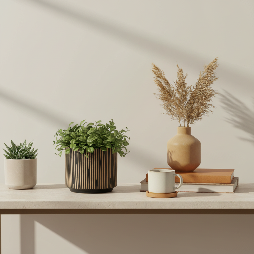 Kiso Small Black and Cream Finish Planter