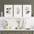 Kitchen Art Wall Decor French Country Botanical Ivory Grey Floral wall art displayed on a wall in a styled room — view 4
