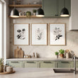 Kitchen Art Wall Decor French Country Botanical Ivory Grey Floral wall art displayed on a wall in a styled room — view 6