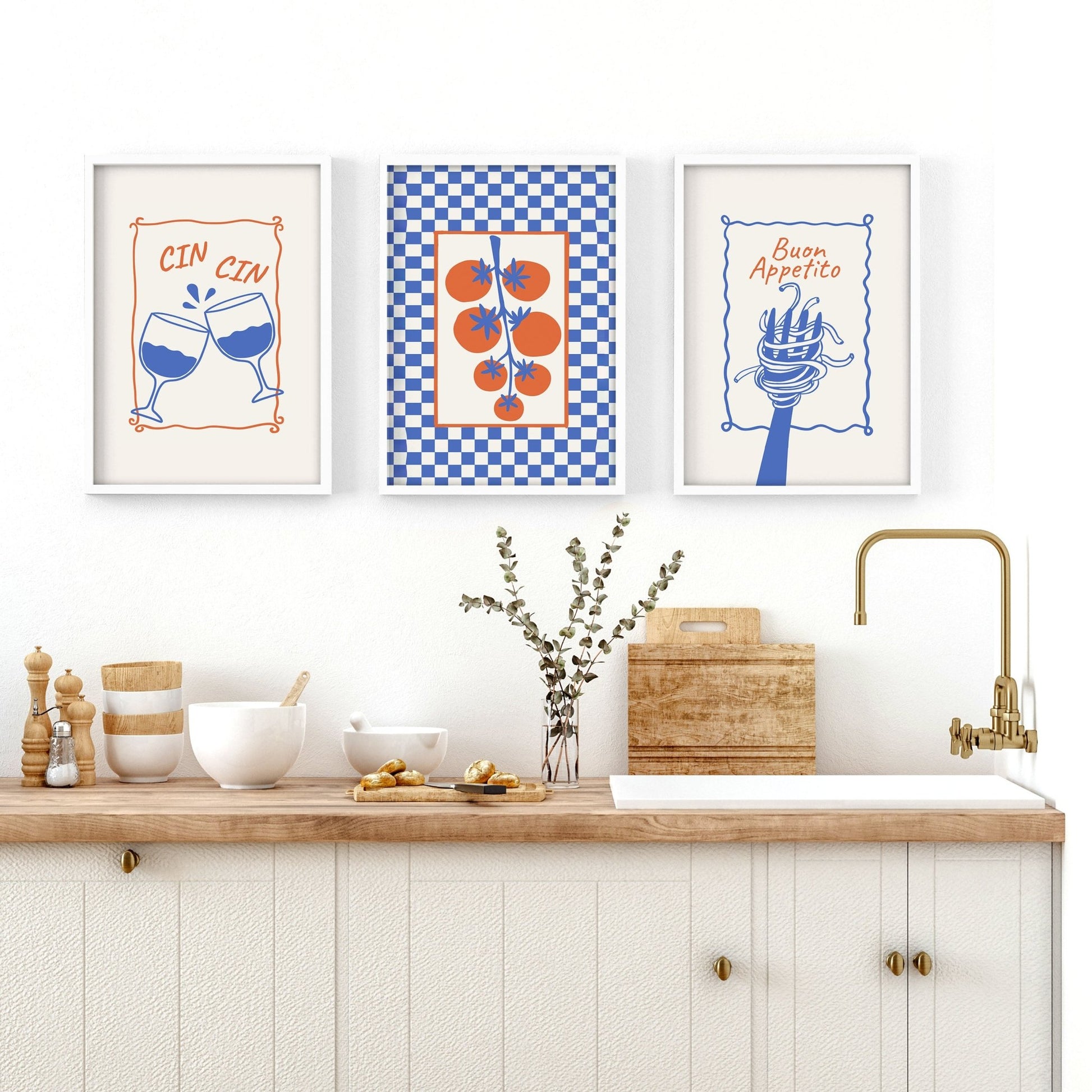 Kitchen Artwork | Set of 3 Italian Lifestyle Wall art Prints