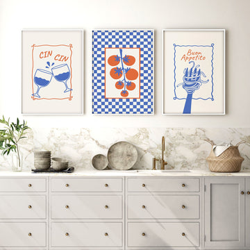 Kitchen Artwork | Set of 3 Italian Lifestyle Wall art Prints