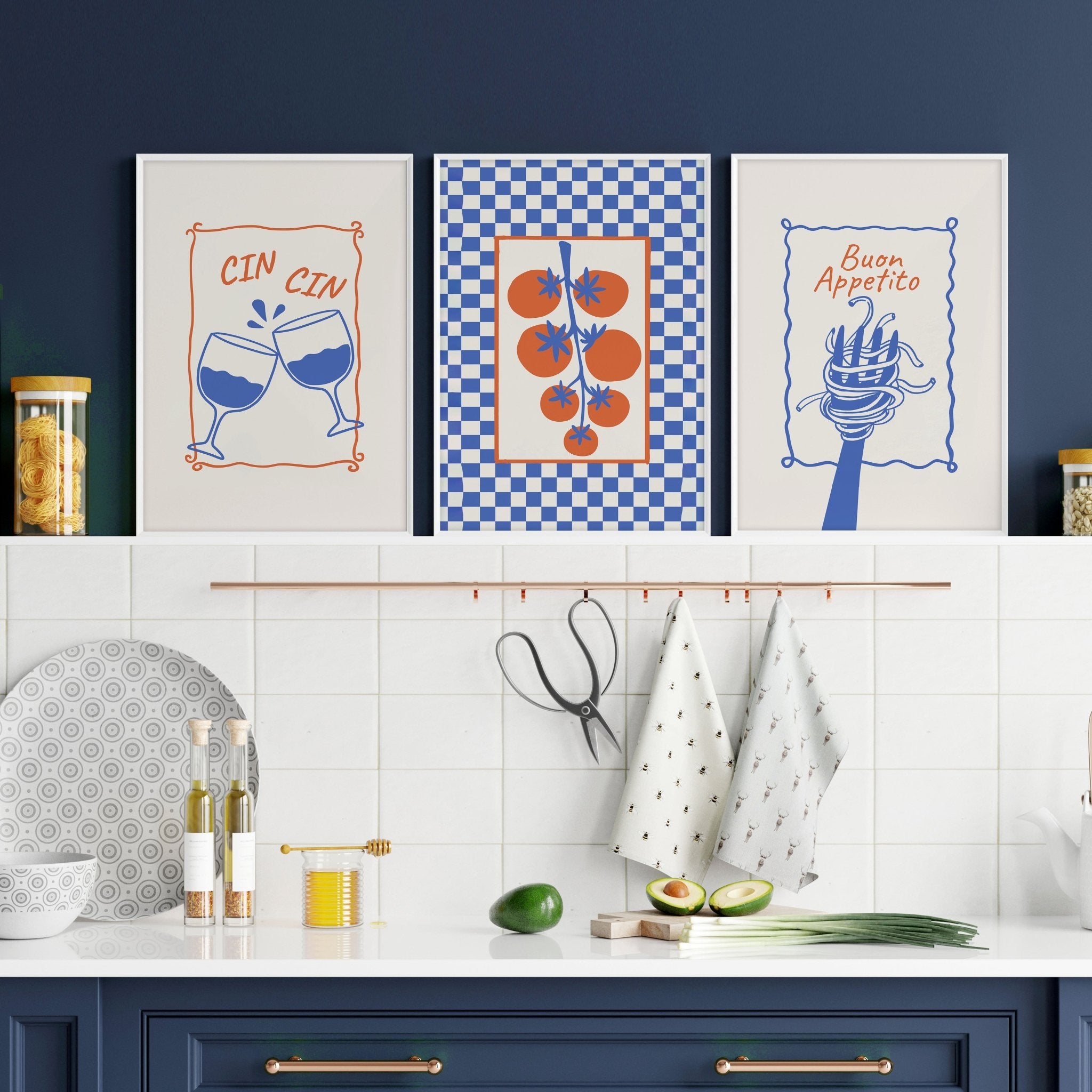Kitchen Artwork | Set of 3 Italian Lifestyle Wall art Prints