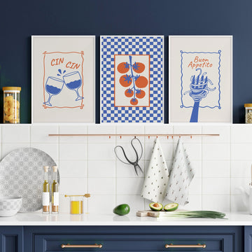 Kitchen Artwork | Set of 3 Italian Lifestyle Wall art Prints