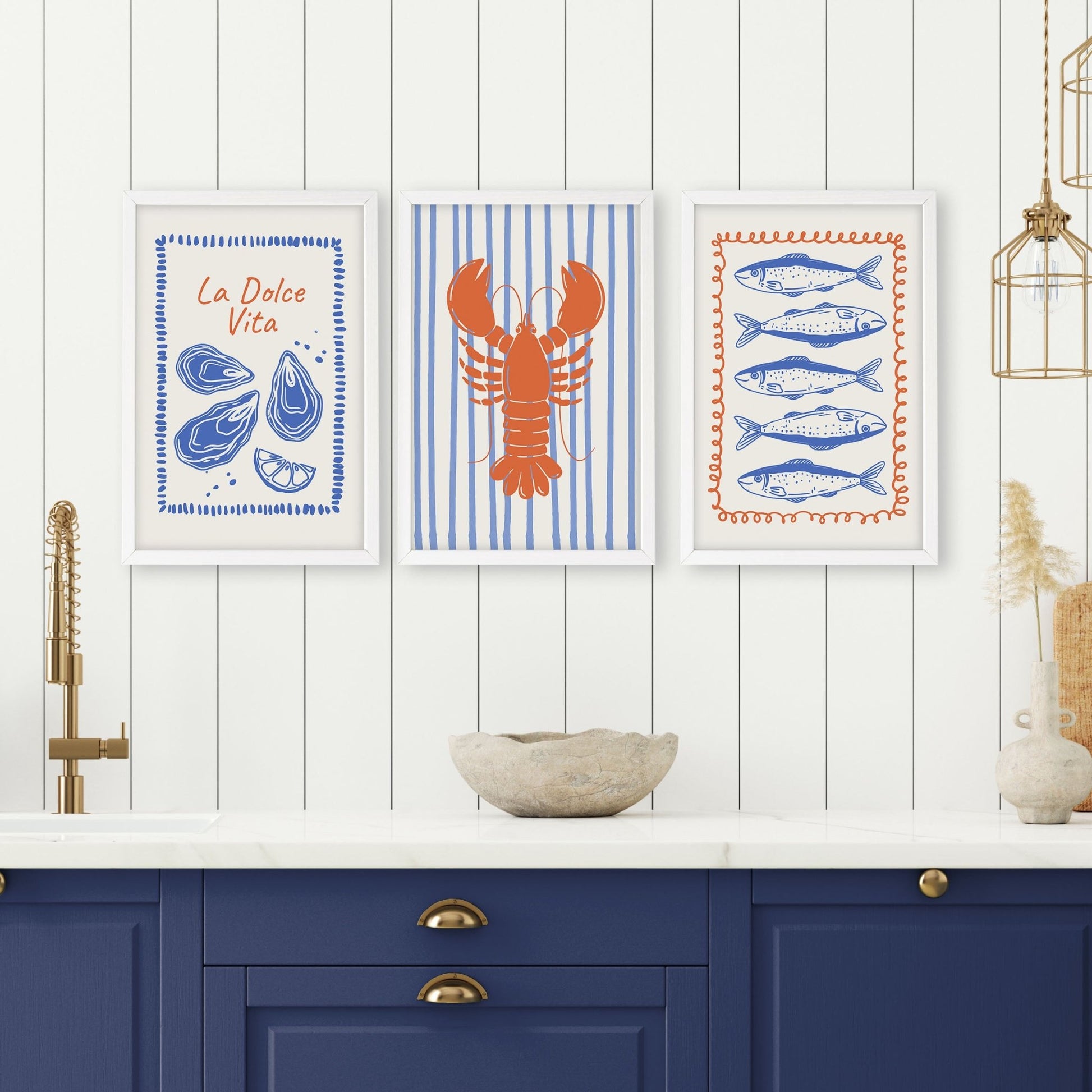 Kitchen Gallery Walls | Set of 3 Italian Lifestyle Wall art Prints