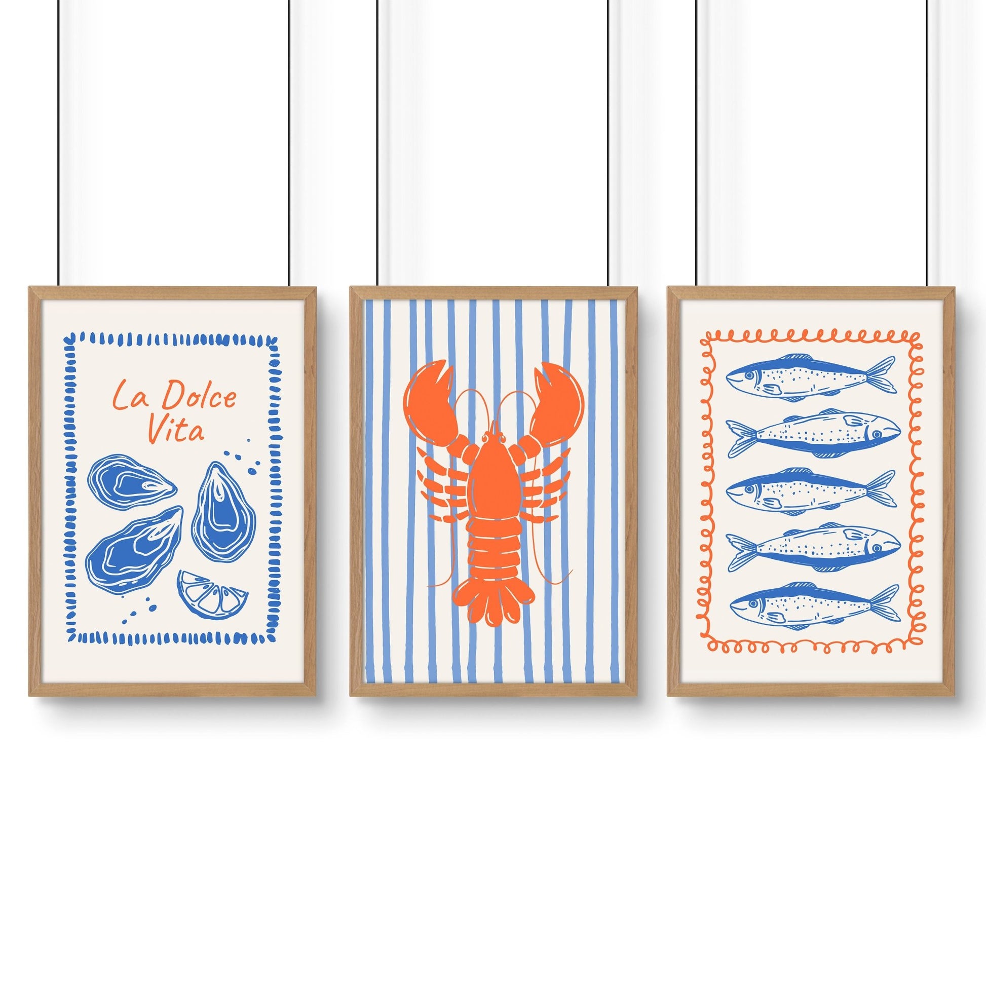 Kitchen Gallery Walls | Set of 3 Italian Lifestyle Wall art Prints