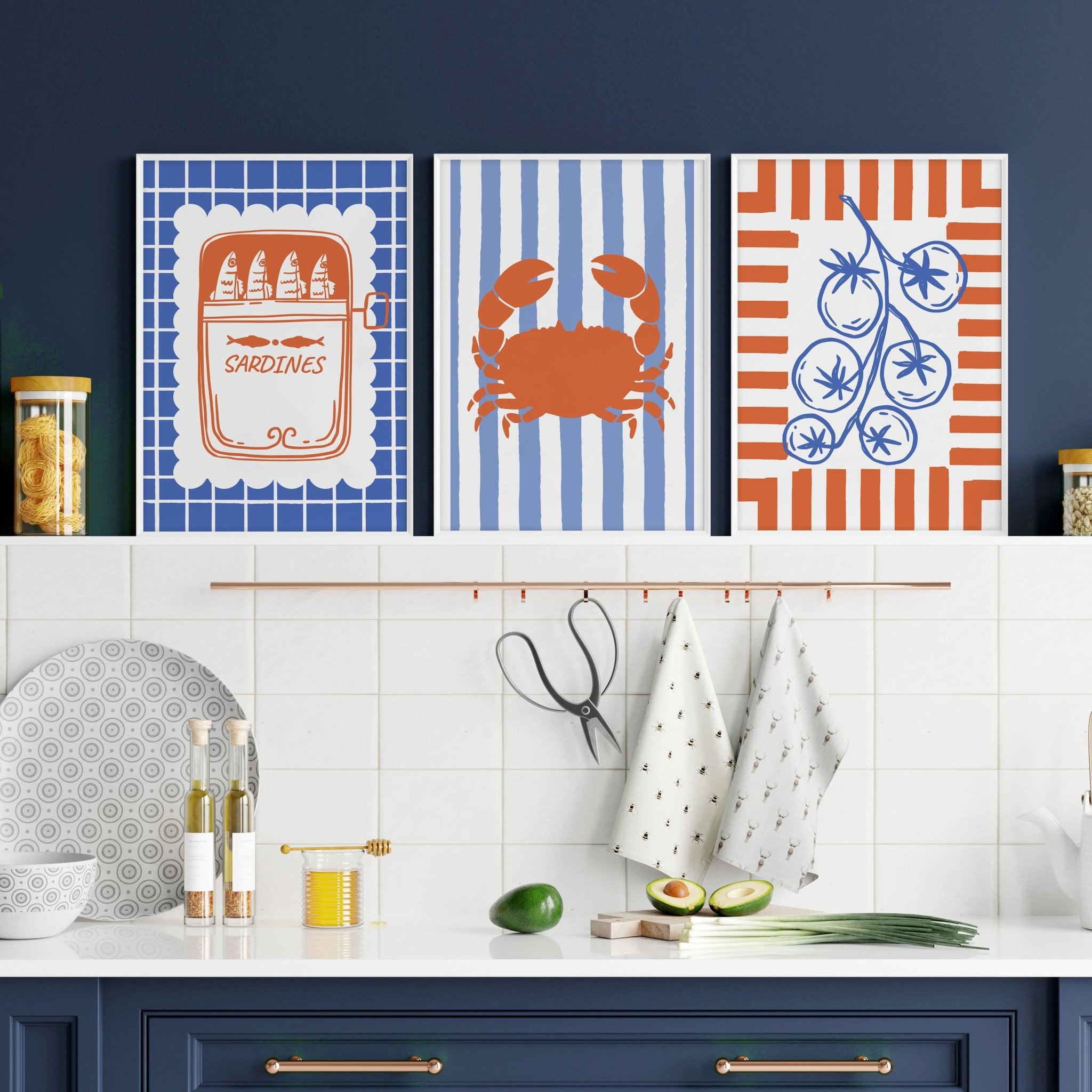 Kitchen Modern Wall Decor | Set of 3 Italian Lifestyle Wall art Prints