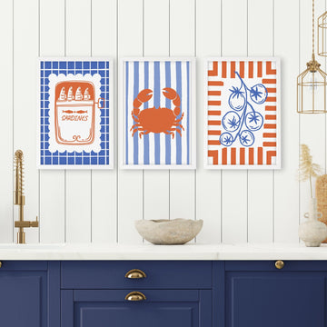 Kitchen Modern Wall Decor | Set of 3 Italian Lifestyle Wall art Prints