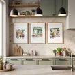 Kitchen wall art Cottage Flower Shop Wall Art displayed on a wall in a styled room