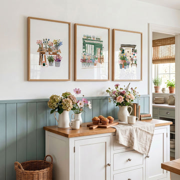 Kitchen wall art Cottage Flower Shop Wall Art displayed on a wall in a styled room — view 2