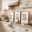 Kitchen wall art Watercolour Flower Shop Storefronts White Blue Pink displayed on a wall in a styled room — view 4