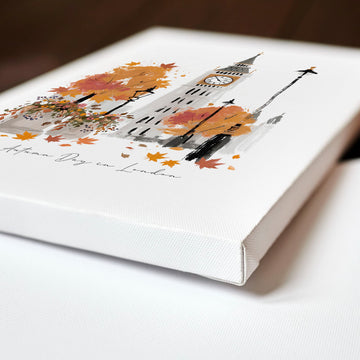 Kitchen Wall Decor London Travel Art wall art | "An Autumn Day in London" displayed on a wall in a styled room