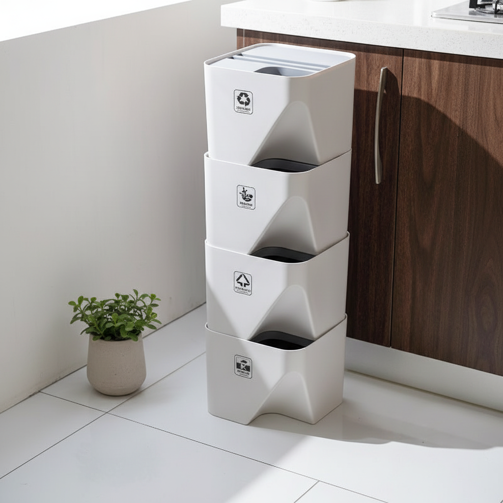 Kitchen Trash Can Recycle Bin Stacked Sorting Trash Bin Household Dry And Wet Separation Waste Bin Rubbish Bin for Bathroom