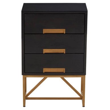 Kochi Black Side Table with 3 Drawers