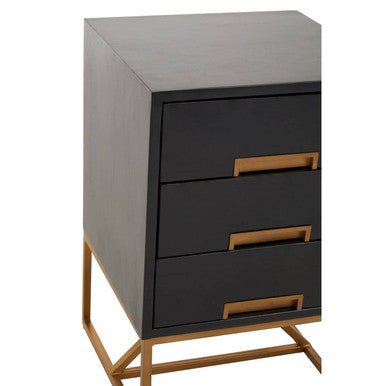Kochi Black Side Table with 3 Drawers