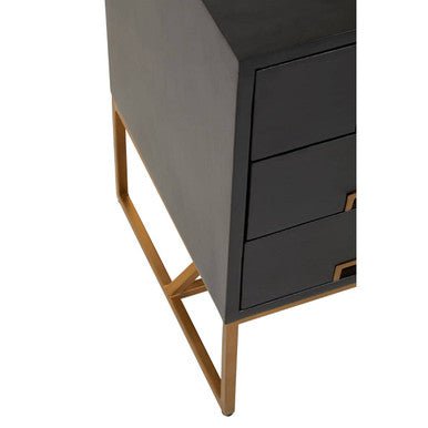 Kochi Black Side Table with 3 Drawers