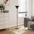 KOMORE Modern Black E14 1 - Light Floor Lamp with Coat Rack for Living Room Office, Bedroom, Hallway, Porch