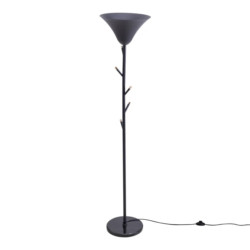 KOMORE Modern Black E14 1 - Light Floor Lamp with Coat Rack for Living Room Office, Bedroom, Hallway, Porch