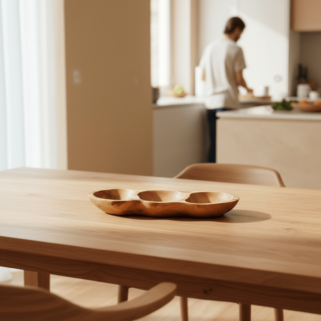 Kora 3 Section Olive Wood Antipasti Dish