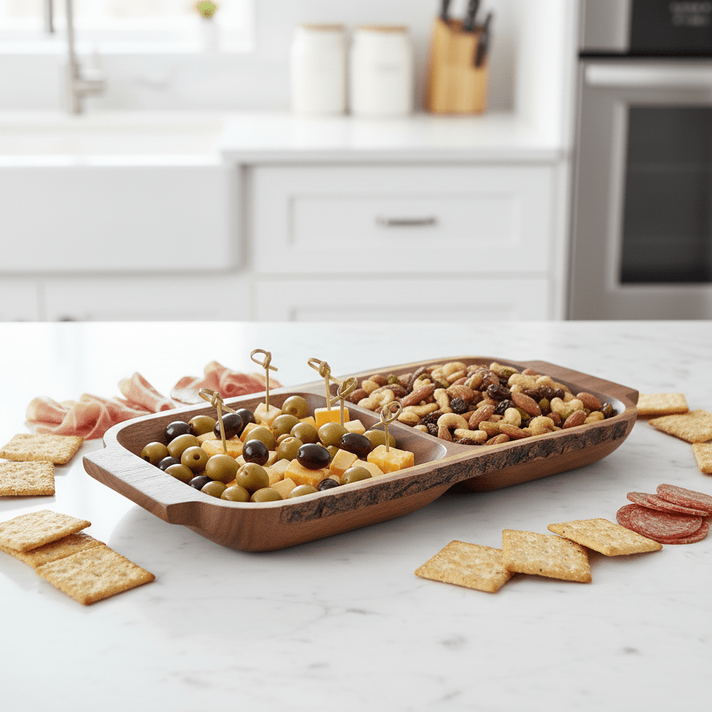 Kora Acacaia Two Section Serving Dish With Handles