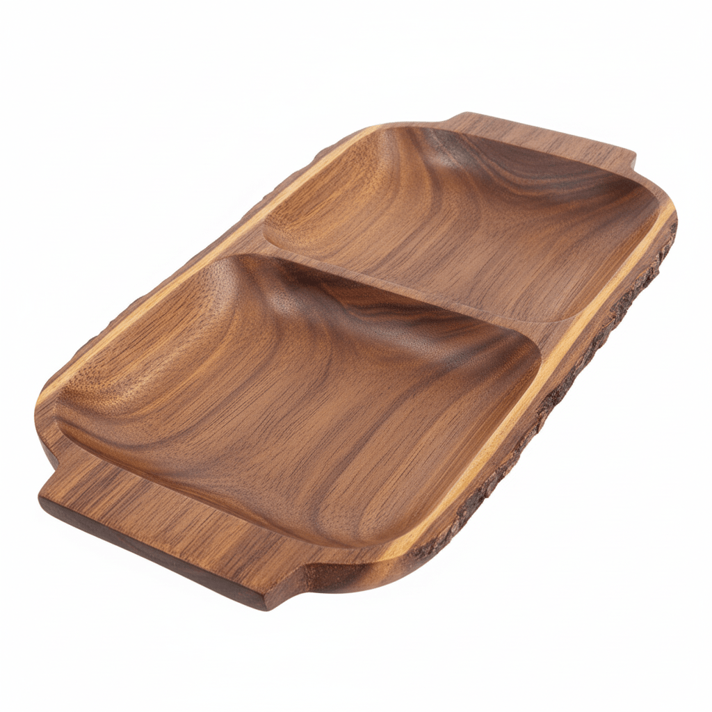 Kora Acacaia Two Section Serving Dish With Handles