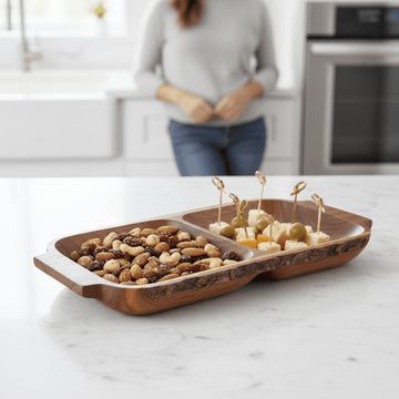 Kora Acacaia Two Section Serving Dish With Handles