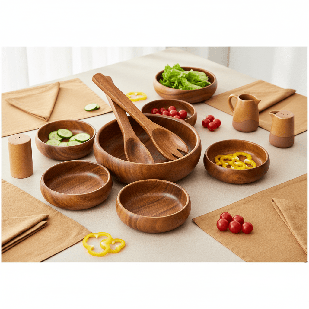 Kora Acacia 7 Piece Salad Serving Set