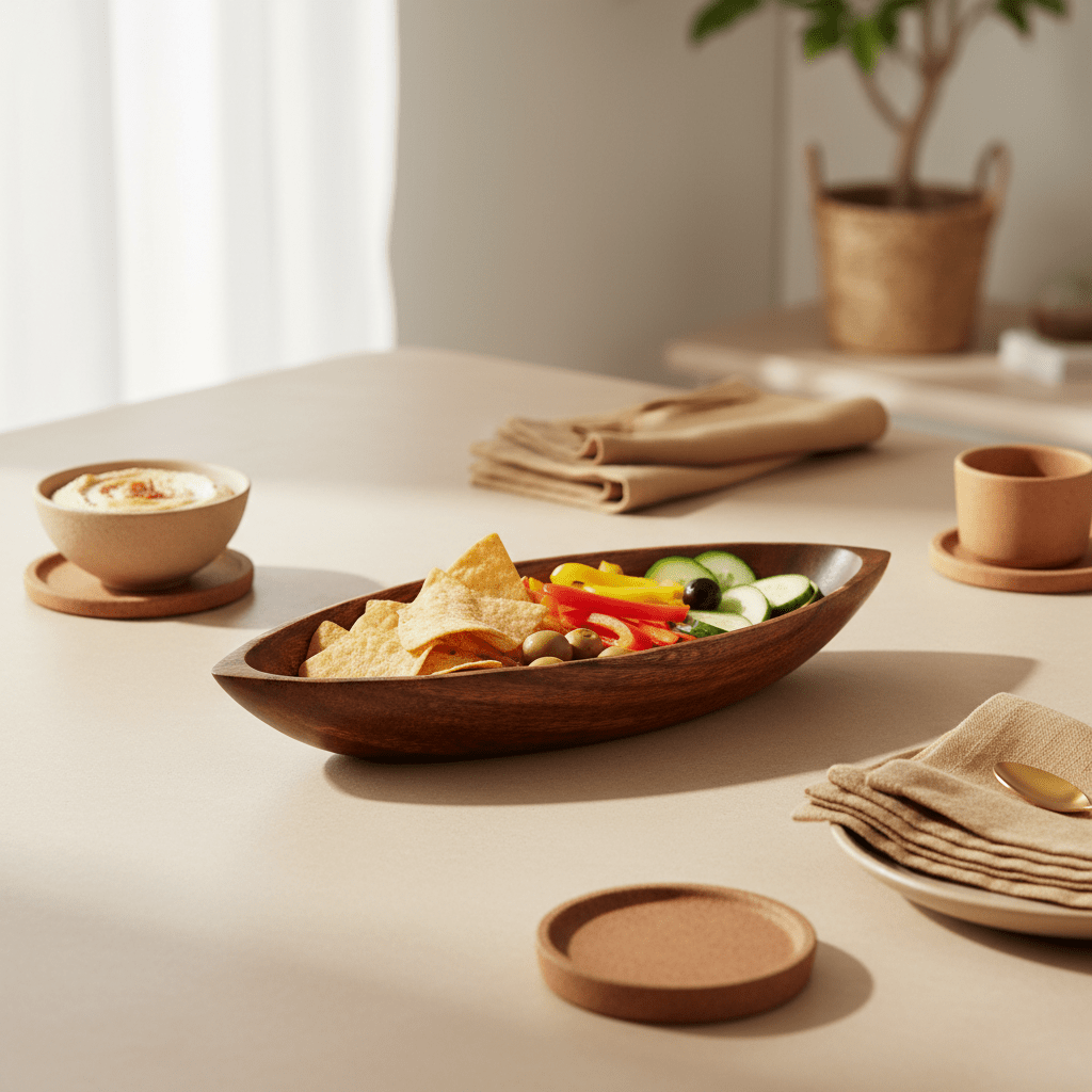 Kora Acacia Boat Shaped Serving Dish