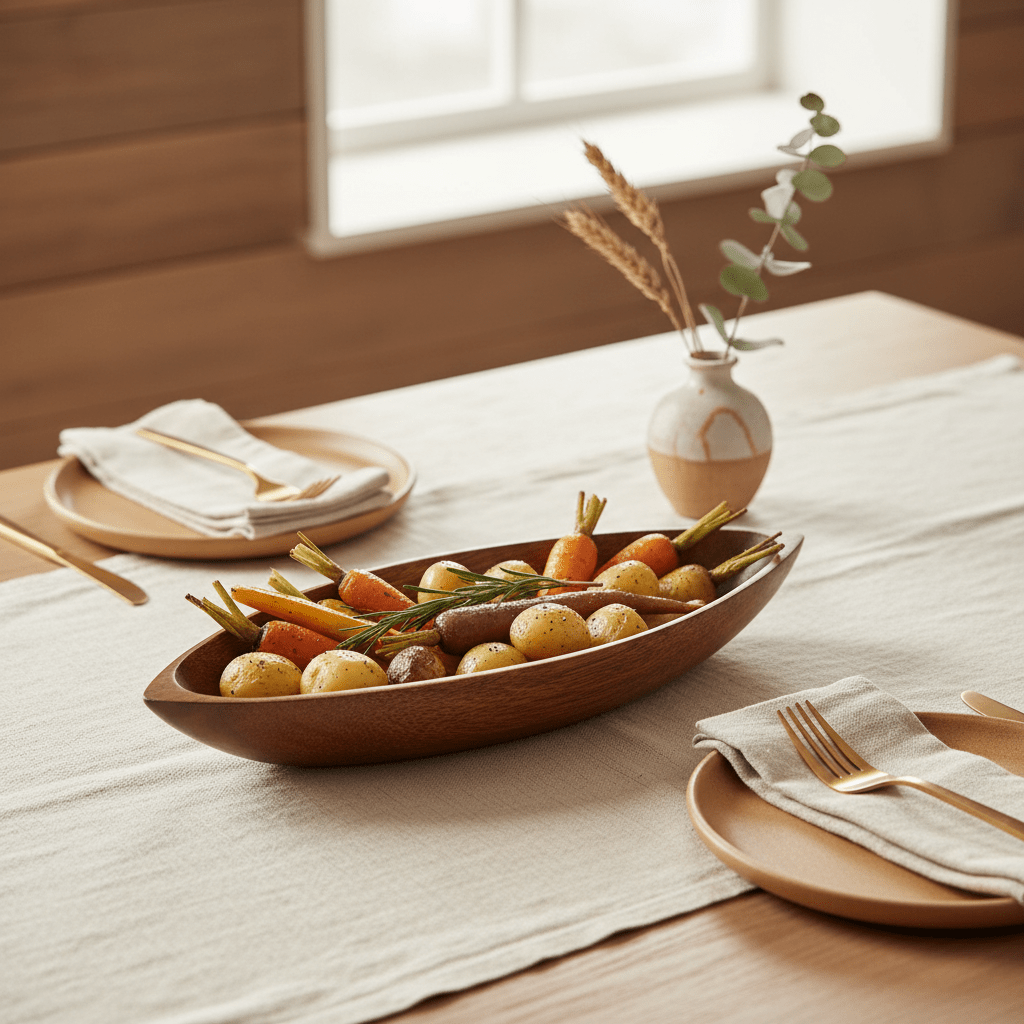 Kora Acacia Boat Shaped Serving Dish