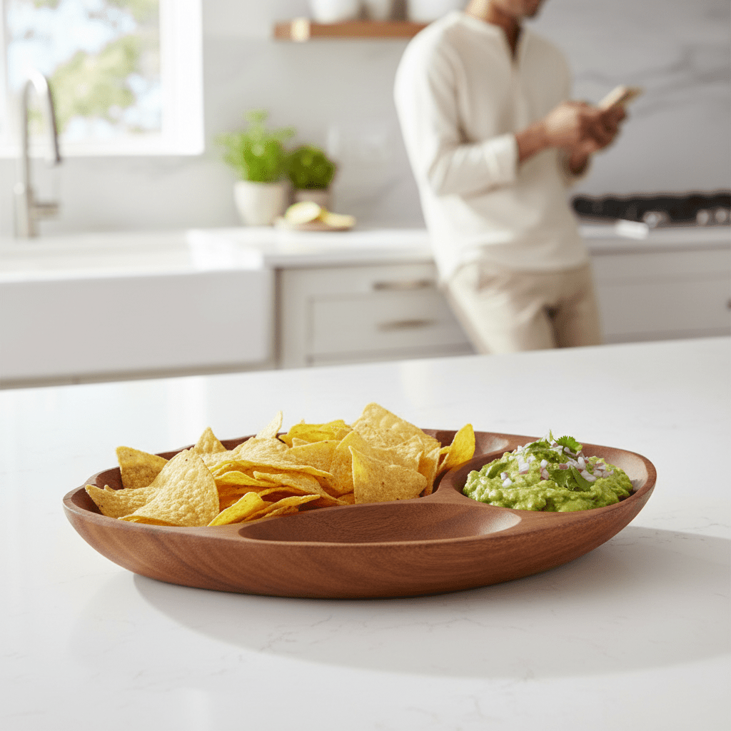 Kora Acacia Chip And Dip Serving Dish