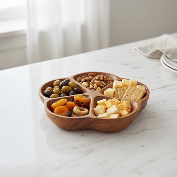 Kora Acacia Five Section Flower Serving Dish