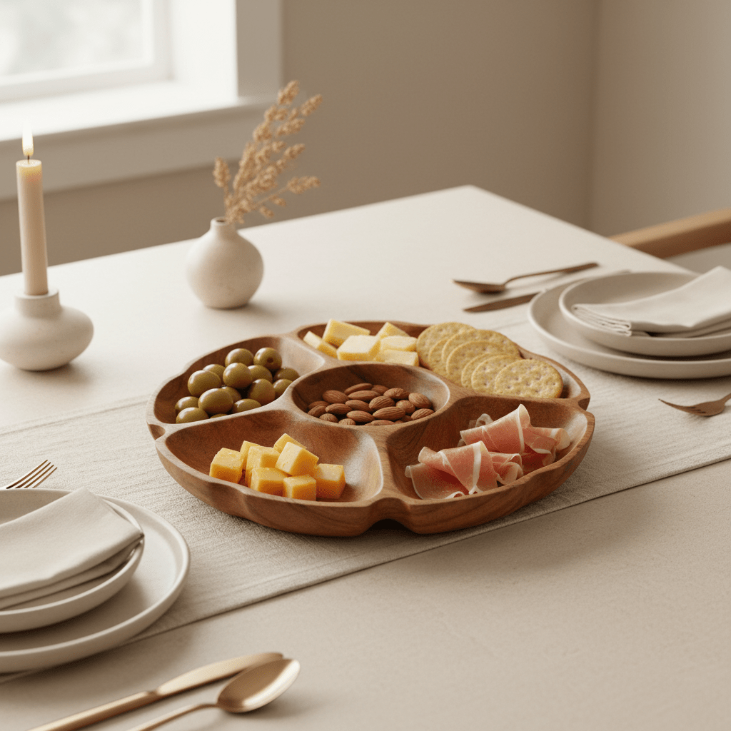 Kora Acacia Five Section Round Serving Dish
