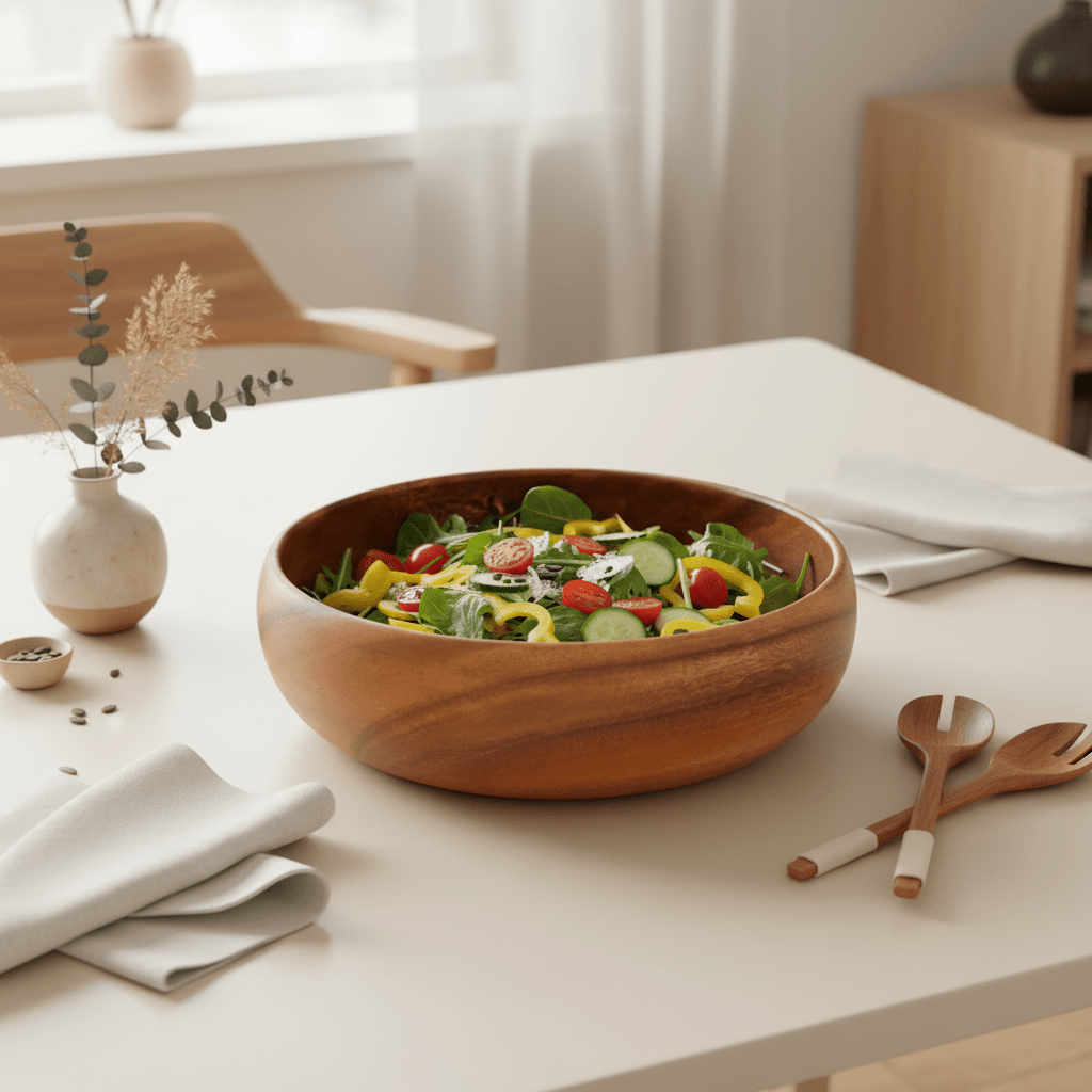Kora Acacia Large Round Salad Bowl