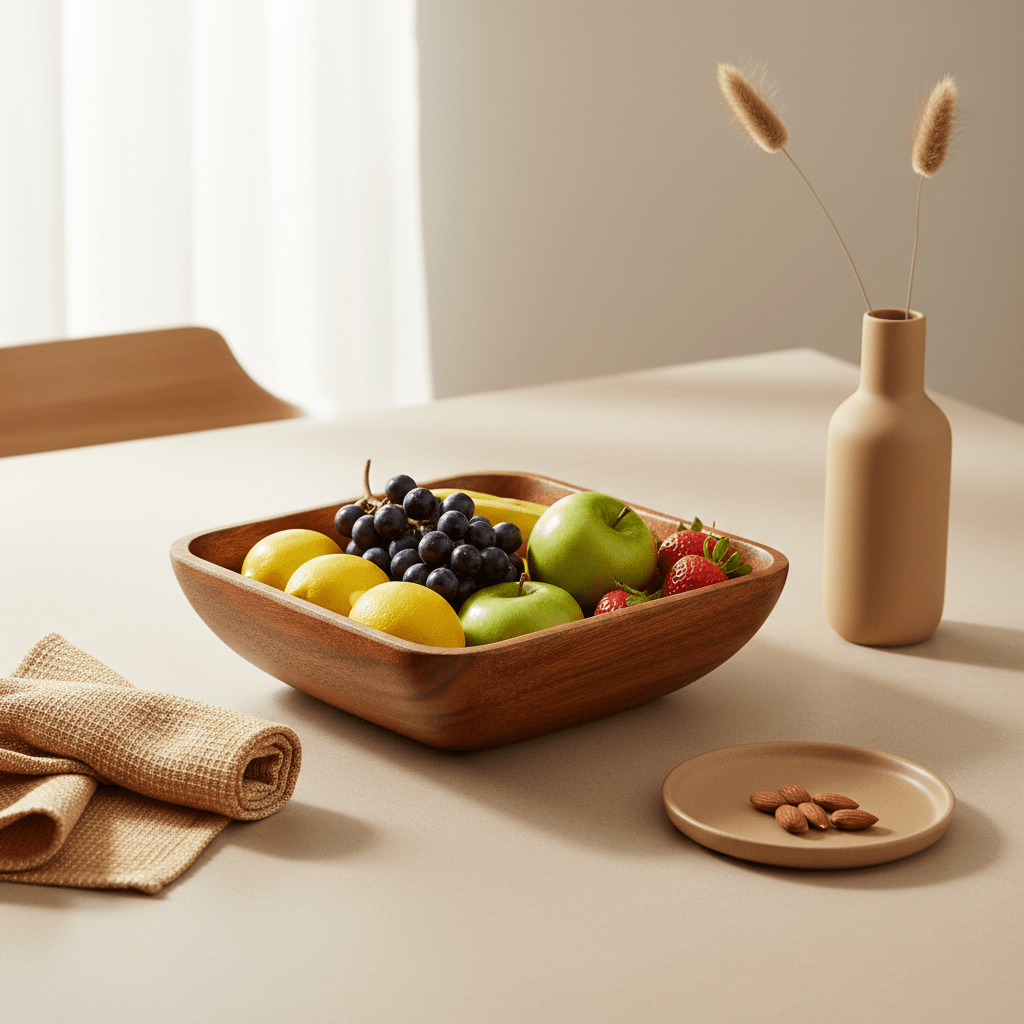 Kora Acacia Large Square Serving Bowl