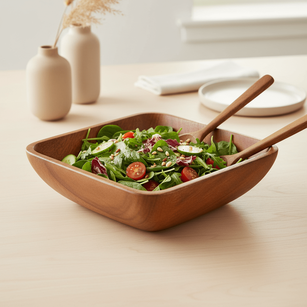 Kora Acacia Large Square Serving Bowl