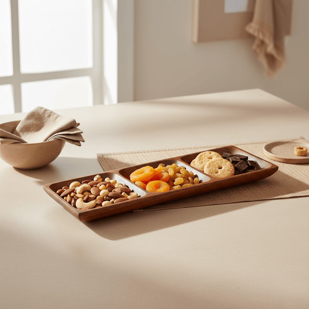 Kora Acacia Three Section Rectangular Serving Dish