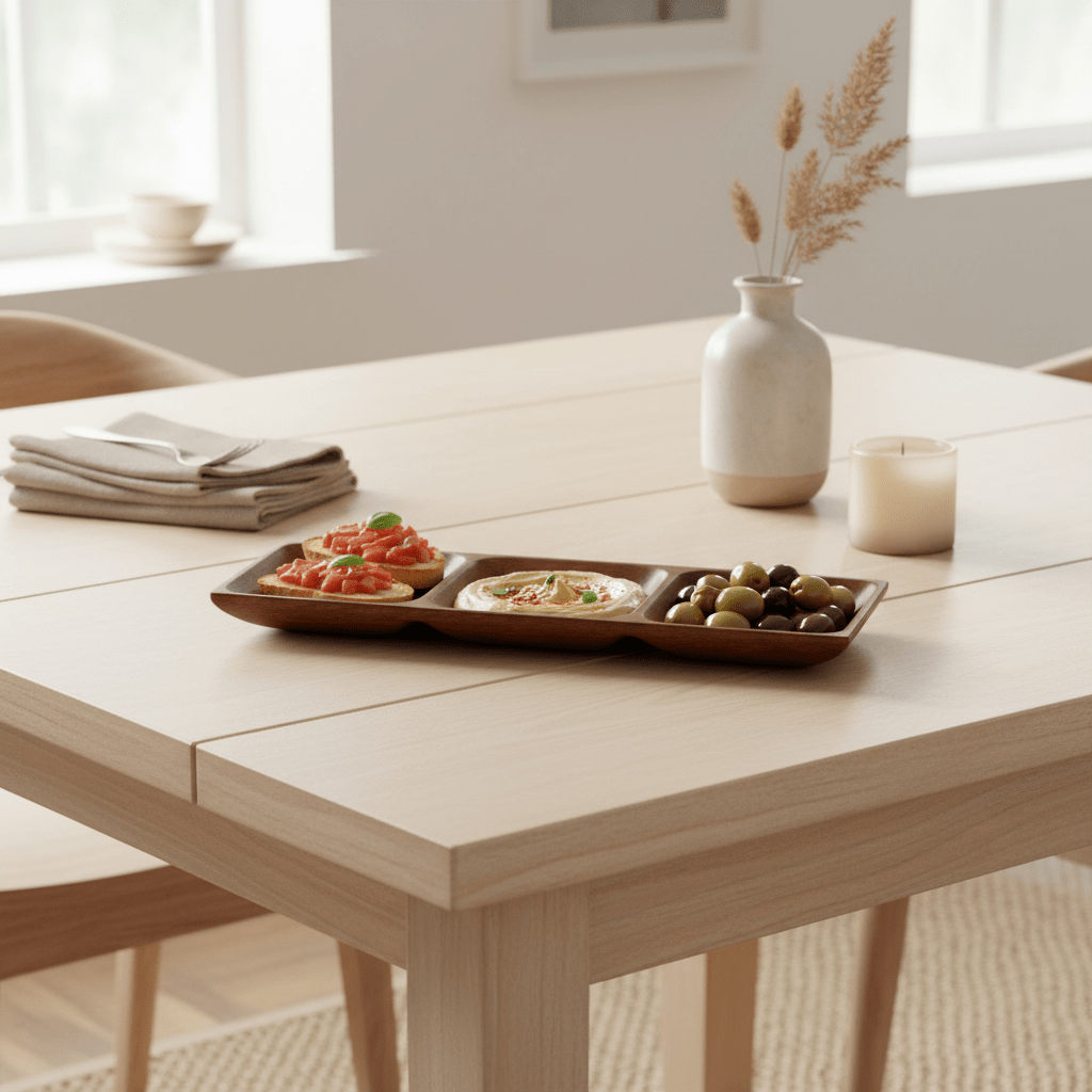 Kora Acacia Three Section Rectangular Serving Dish