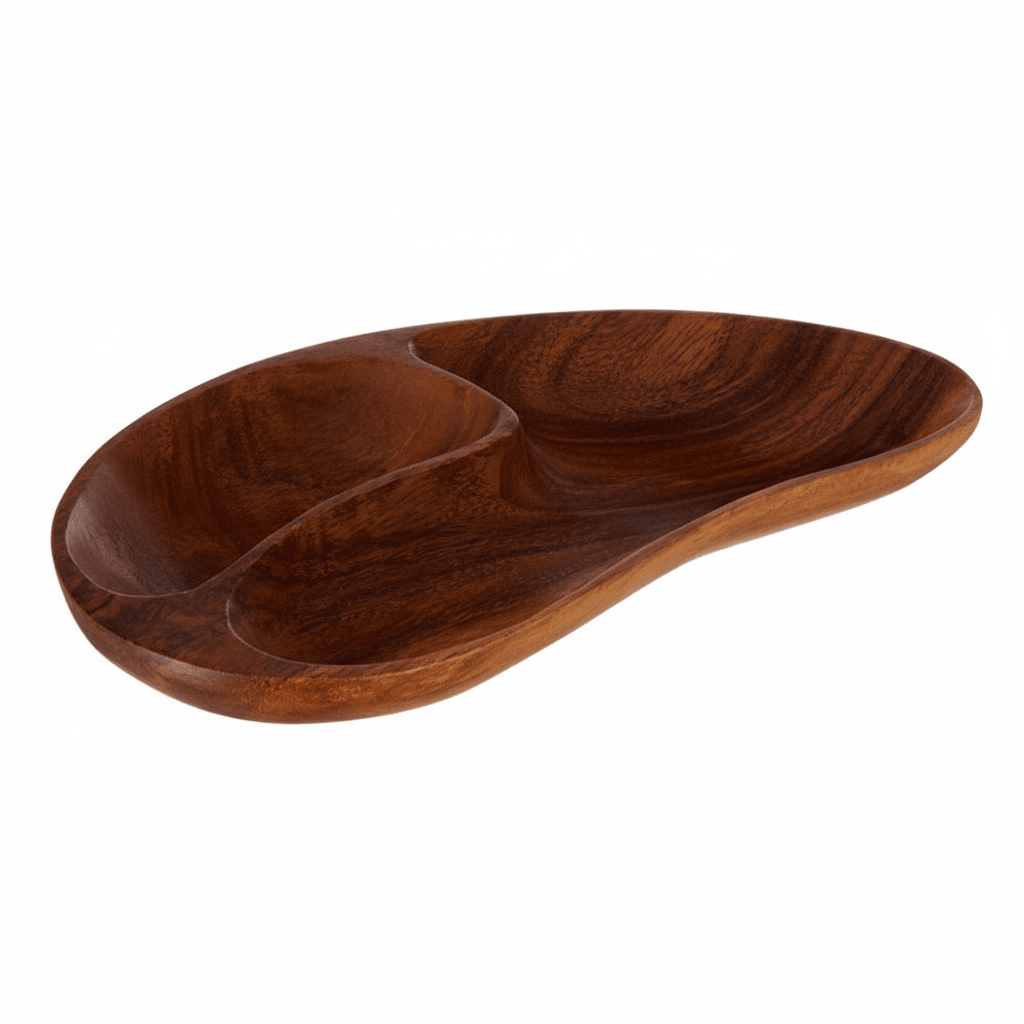 Kora Acacia Two Section Bean Shaped Dish